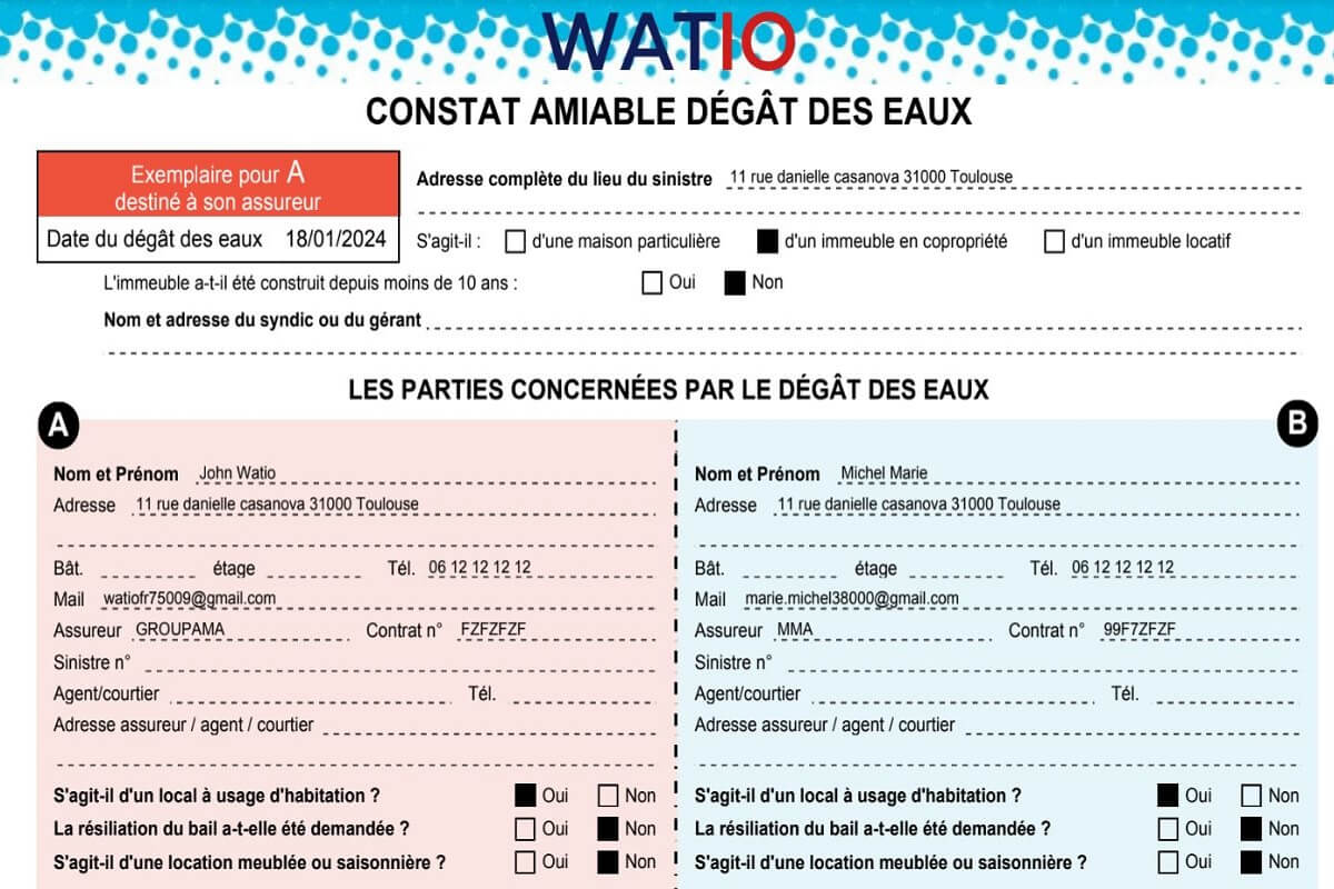 Mode d'emploi constat amiable de dégât des eaux digital avec WATIO - WATIO