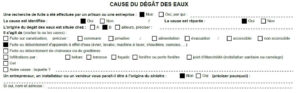 FAQ : Comment remplir les informations sur la cause du dégât des eaux ?